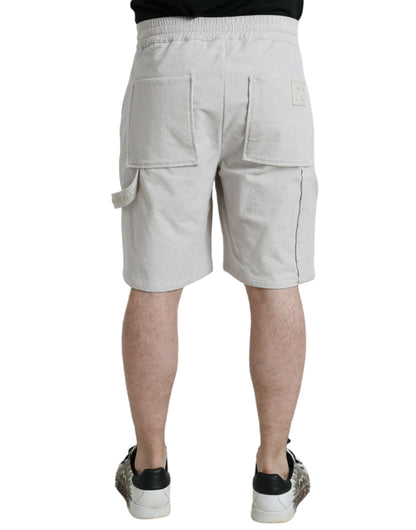 Bermudas de pana de algodón beige para hombre