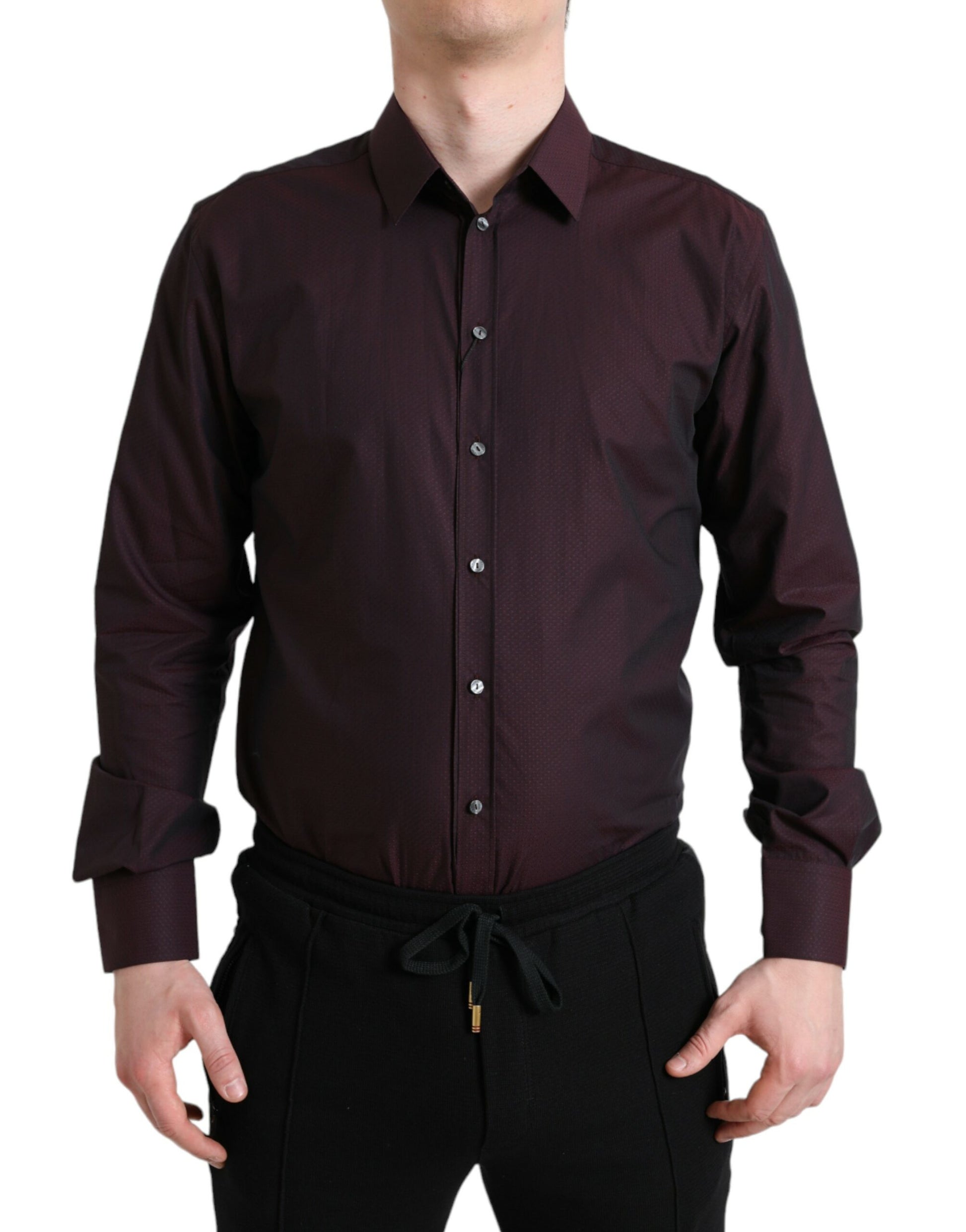 Camisa elegante de vestir color martini color granate