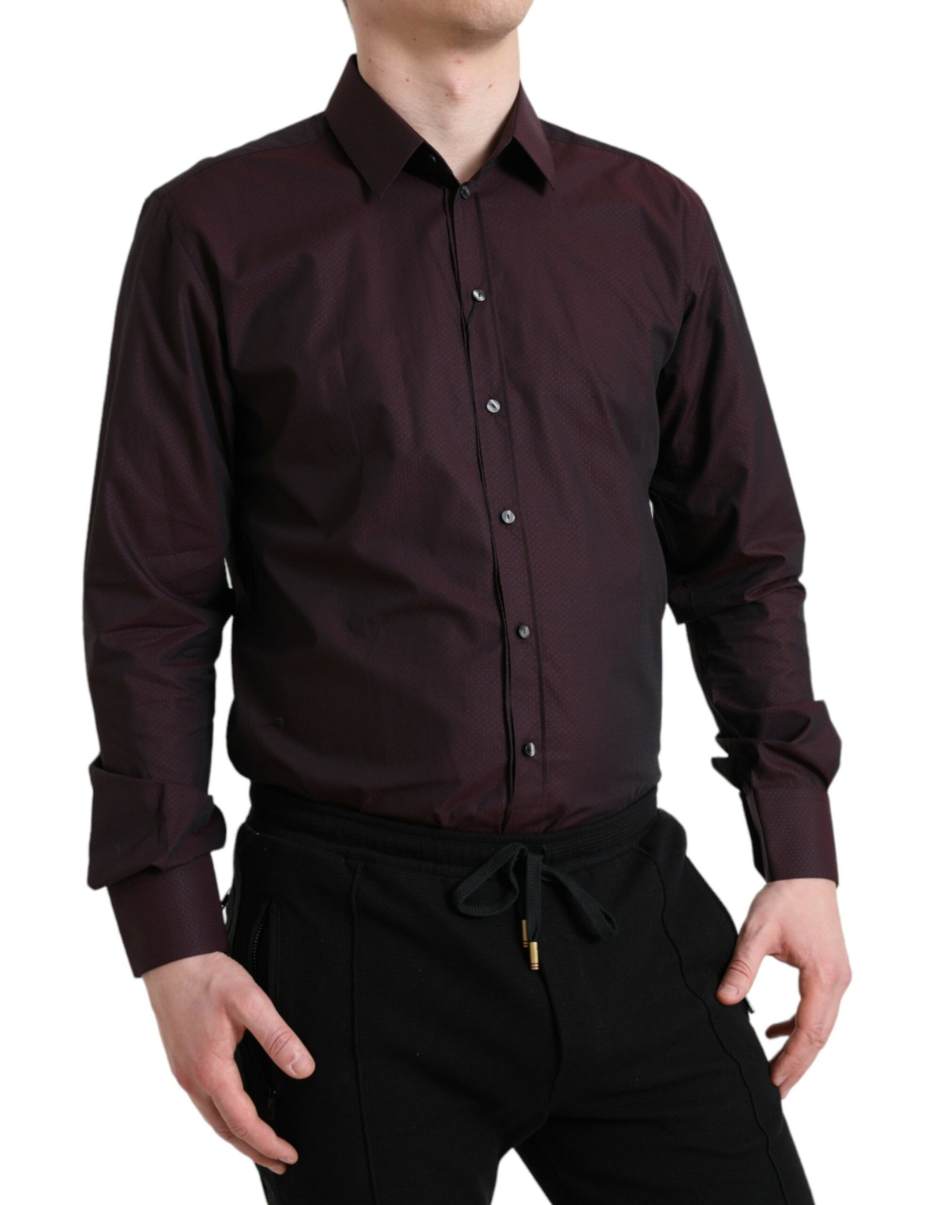 Camisa elegante de vestir color martini color granate