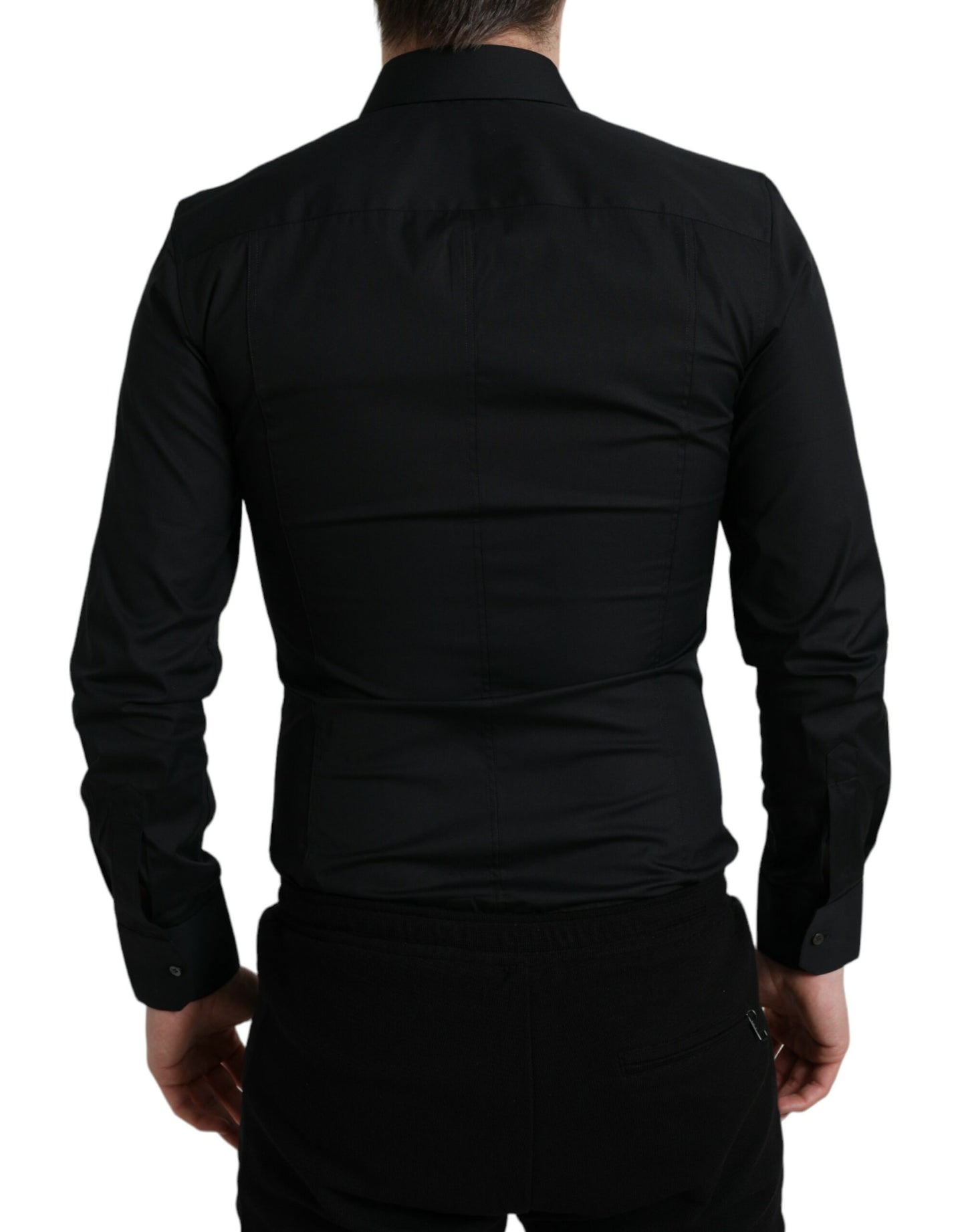 Camisa de vestir italiana elegante de corte ajustado y color negro