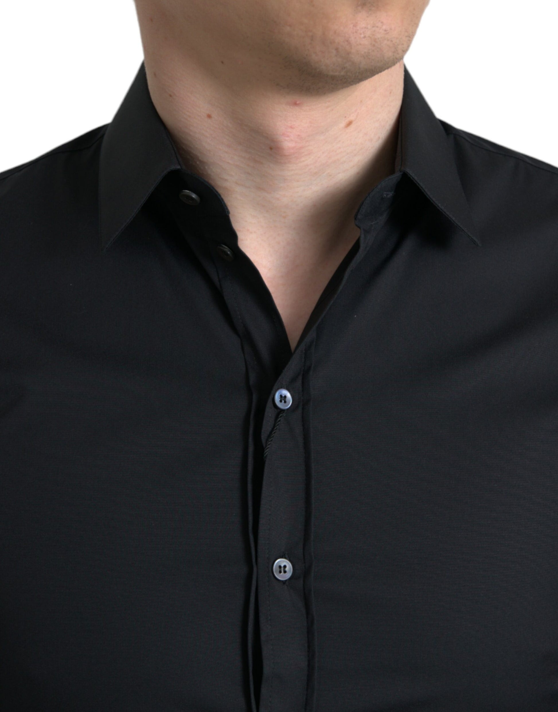 Camisa de vestir italiana elegante de corte ajustado y color negro