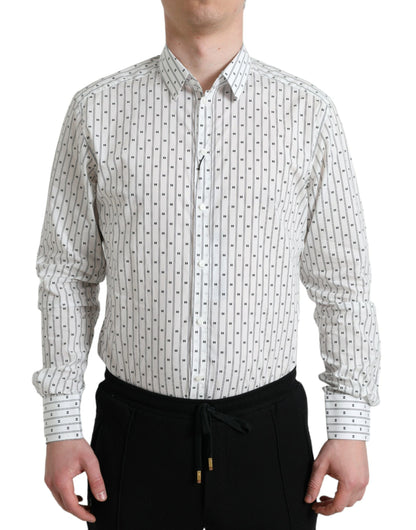 Camisa de vestir elegante de algodón blanco de corte ajustado