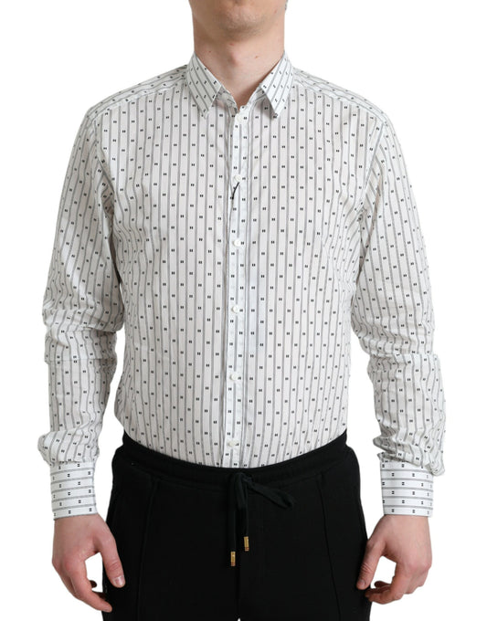 Elegante camisa de vestir blanca de algodón entallada