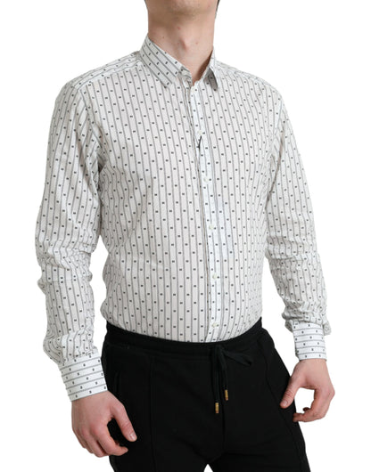 Camisa de vestir elegante de algodón blanco de corte ajustado