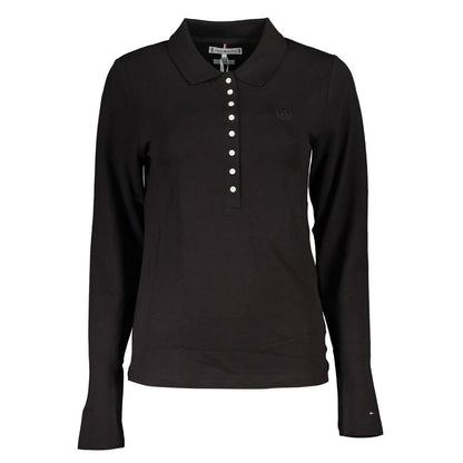 Polo negro de algodón para mujer