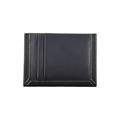 Sleek Blue Leather Card Holder with Contrast Detail