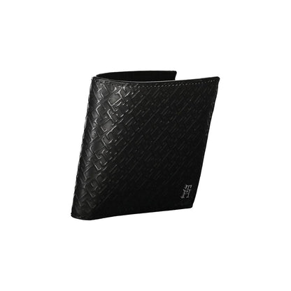 Elegant Black Leather Wallet with Multi-Compartments