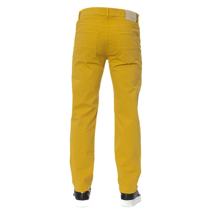 Yellow Cotton Men Pants