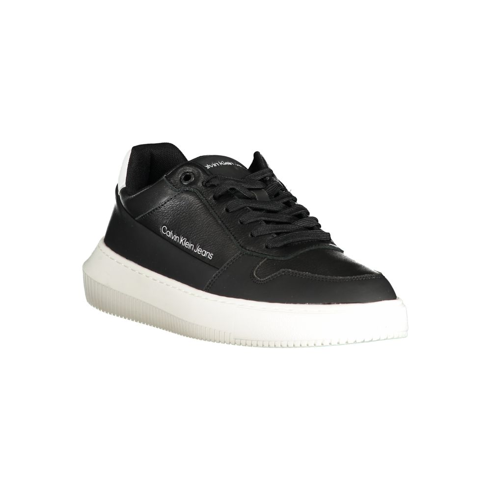 Sleek Black Lace-Up Sneakers with Contrast Details