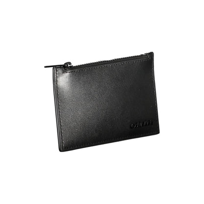 Elegant Leather Zip Wallet in Timeless Black