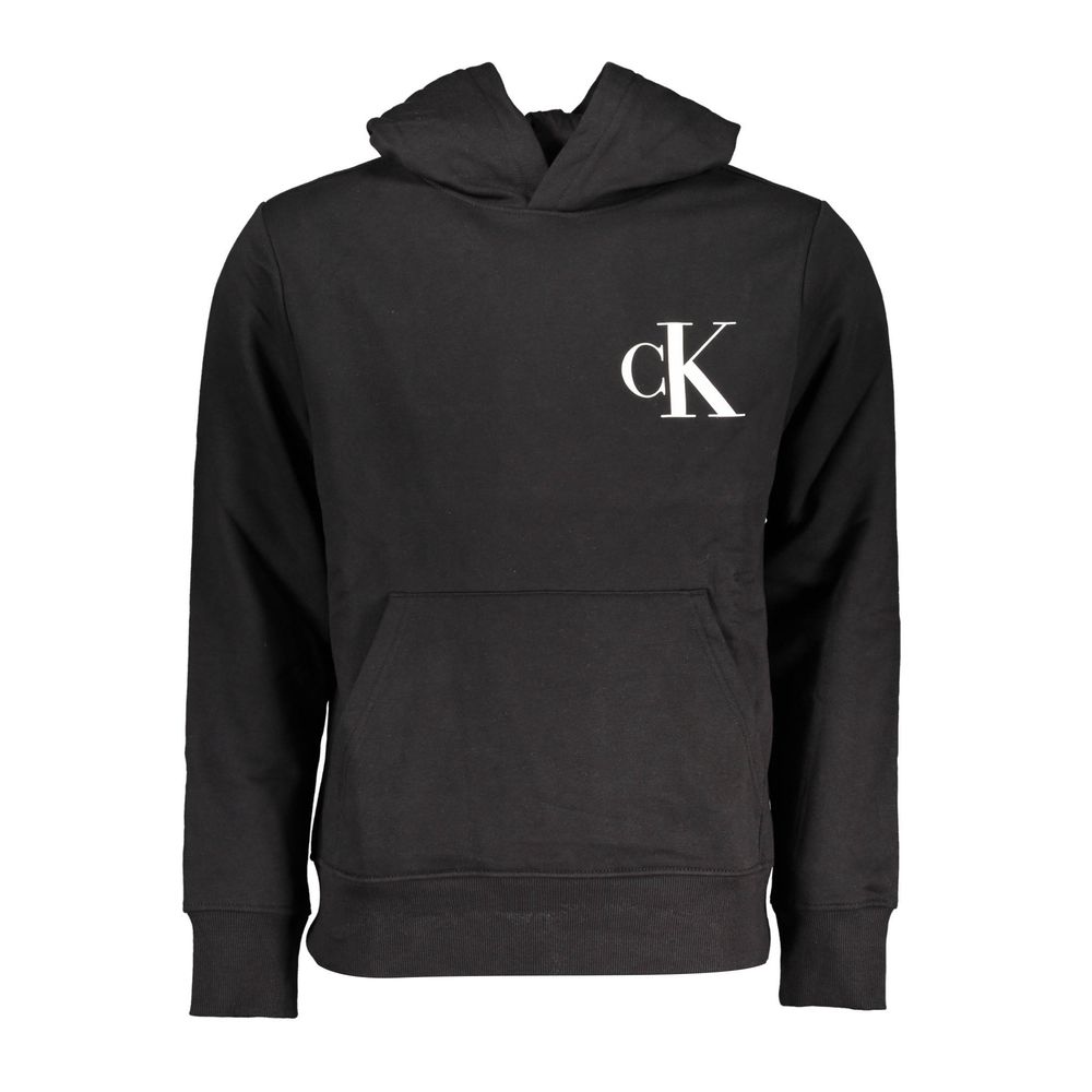 Sleek Black Hooded Sweatshirt with Fleece Lining