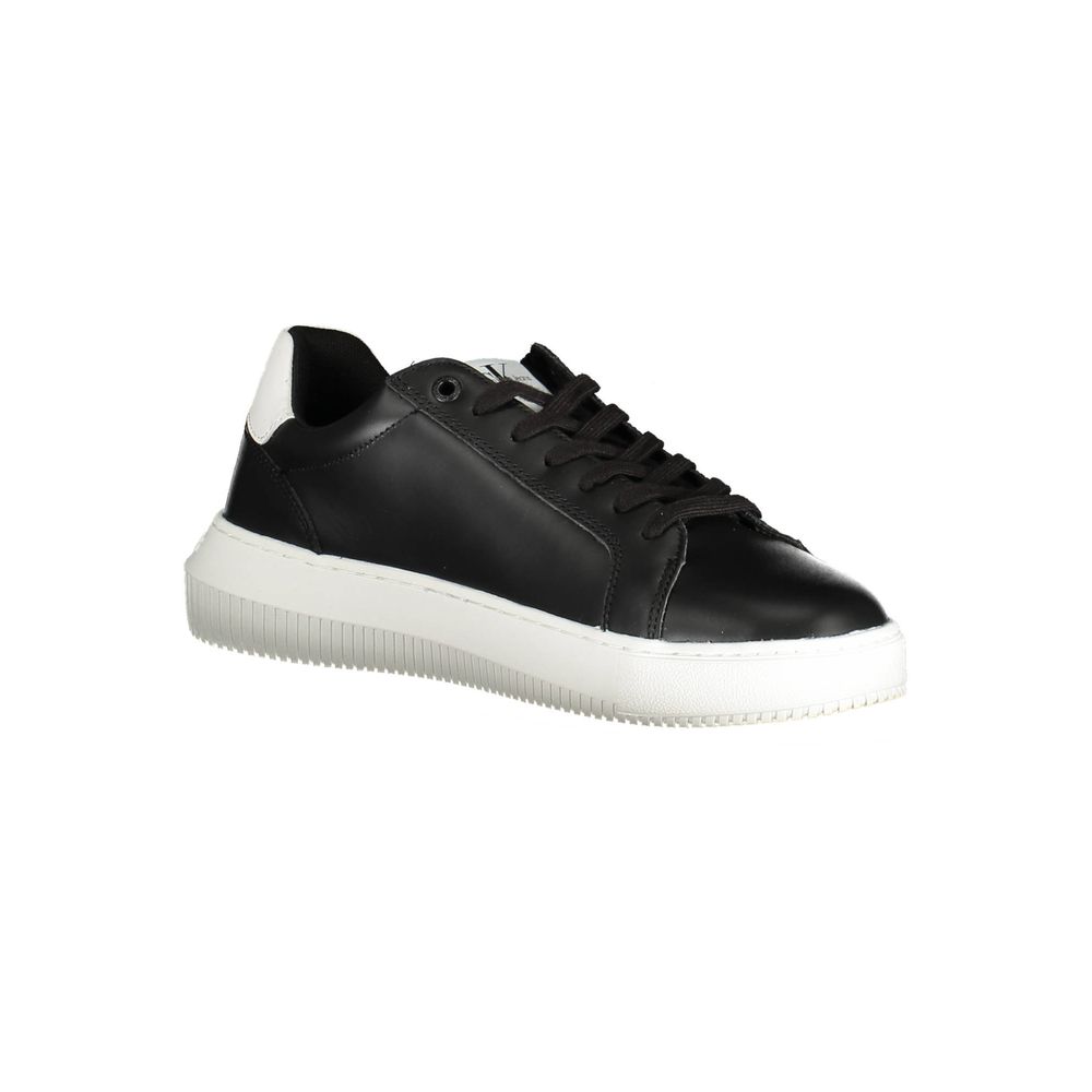 Sleek Black Lace-Up Sports Sneakers