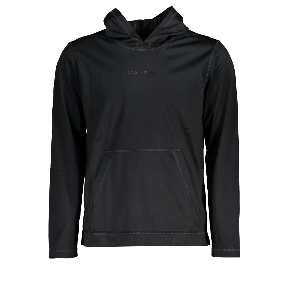 Sleek Black Hooded Sweatshirt with Logo Print