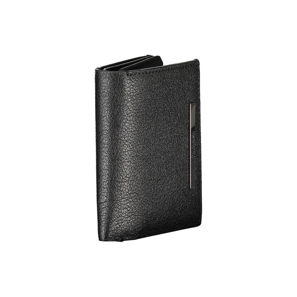 Sleek Black Leather Wallet with Coin Purse