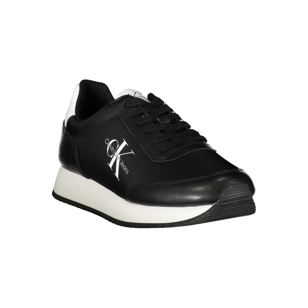 Sleek Black Lace-Up Sneakers with Contrast Details