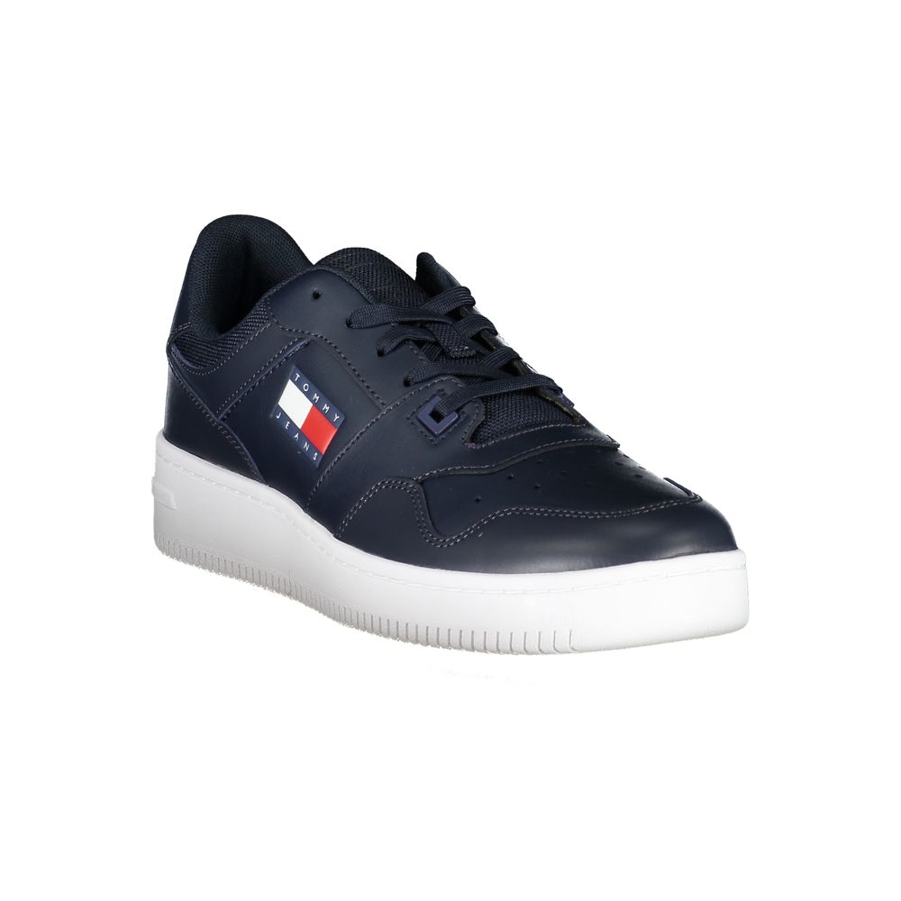 Blue Contrast Sneakers with Logo Detail