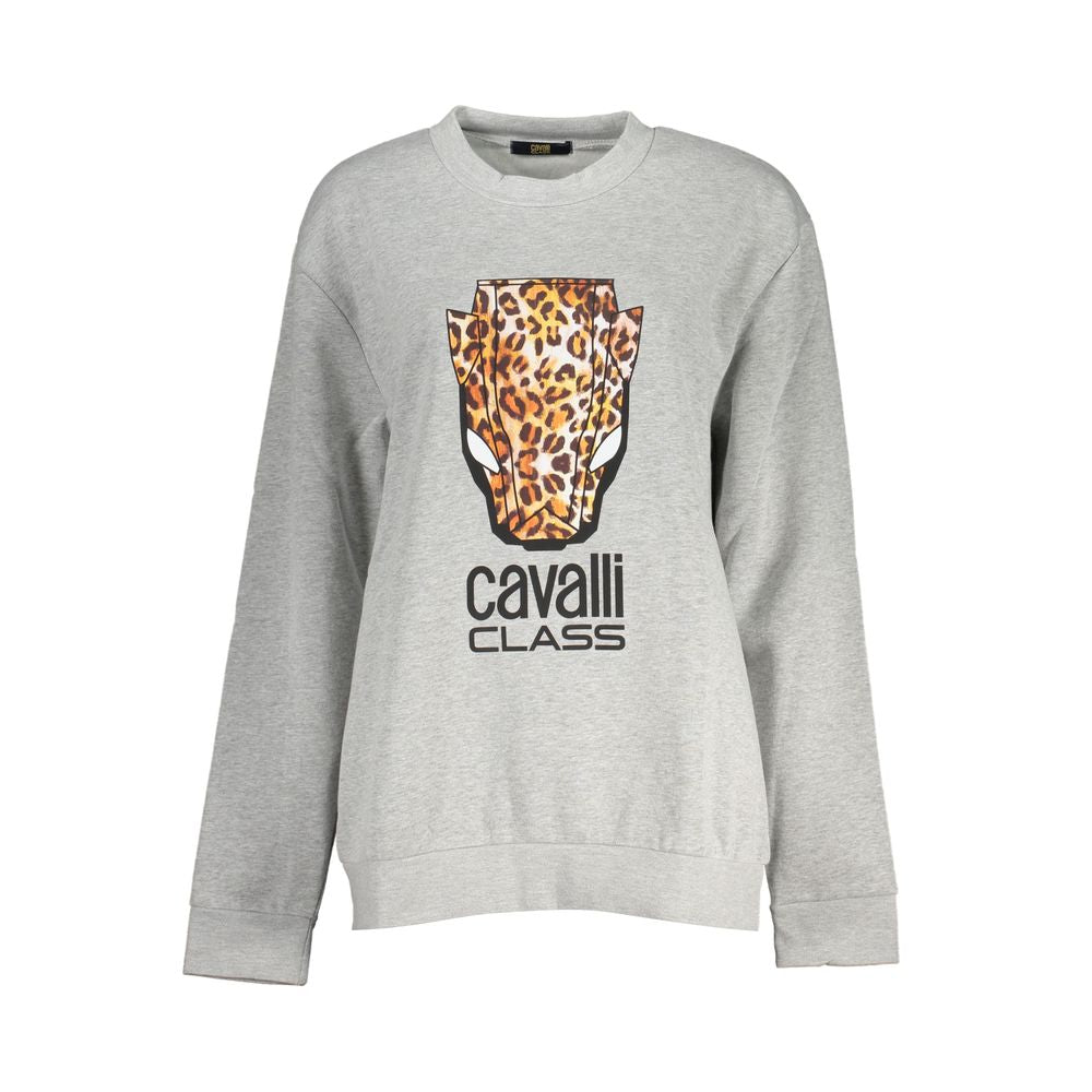 Chic Gray Crew Neck Fleece Sweatshirt