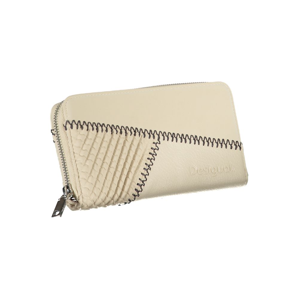 Cartera elegante beige con detalles en contraste