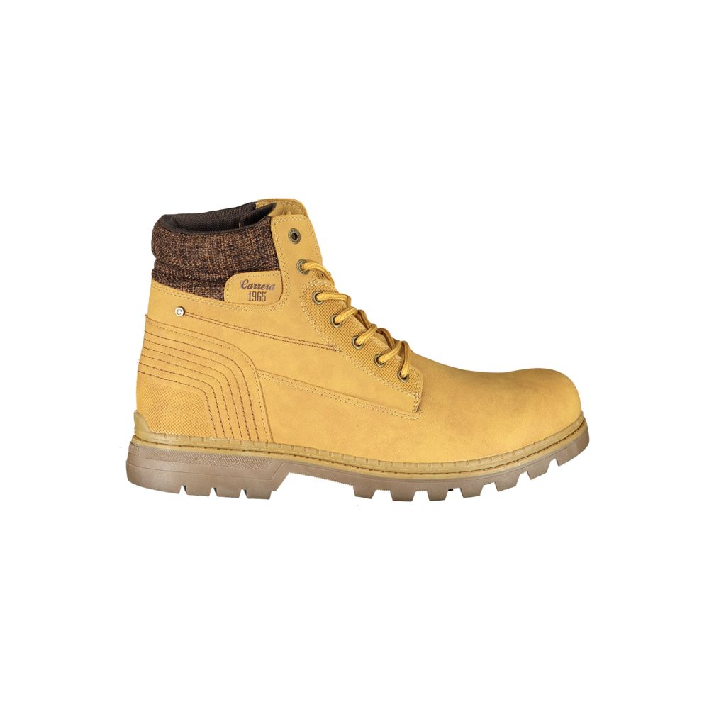 Botas elegantes con cordones en amarillo y detalle en contraste