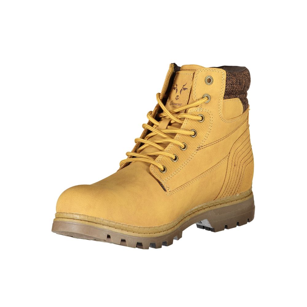 Botas elegantes con cordones en amarillo y detalle en contraste