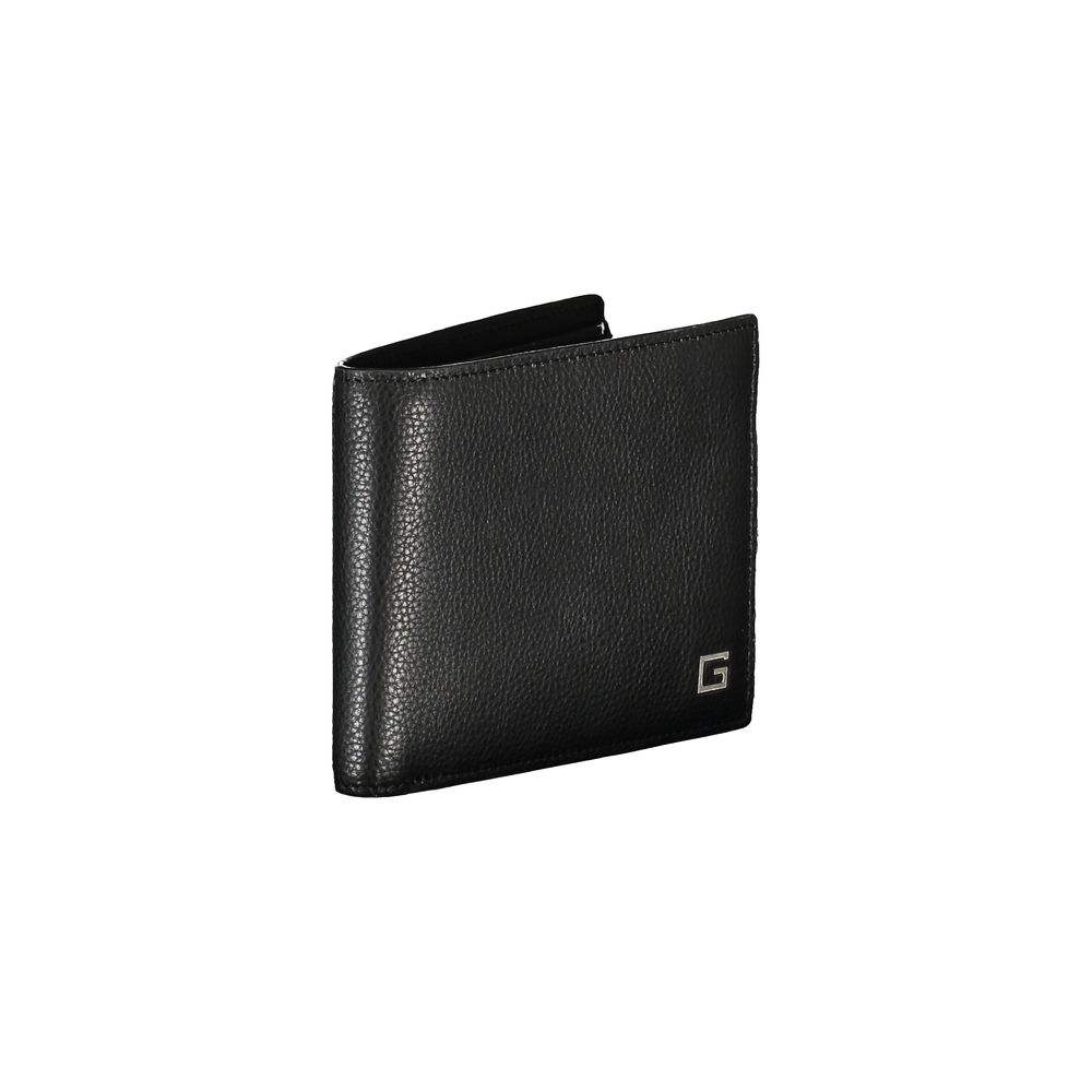 Sleek Black Leather Dual Compartment Wallet