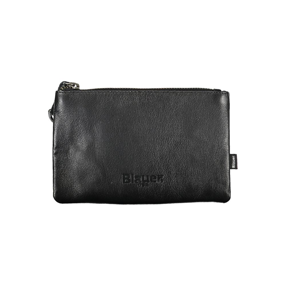 Sleek Black Leather Document Holder with Card Slot