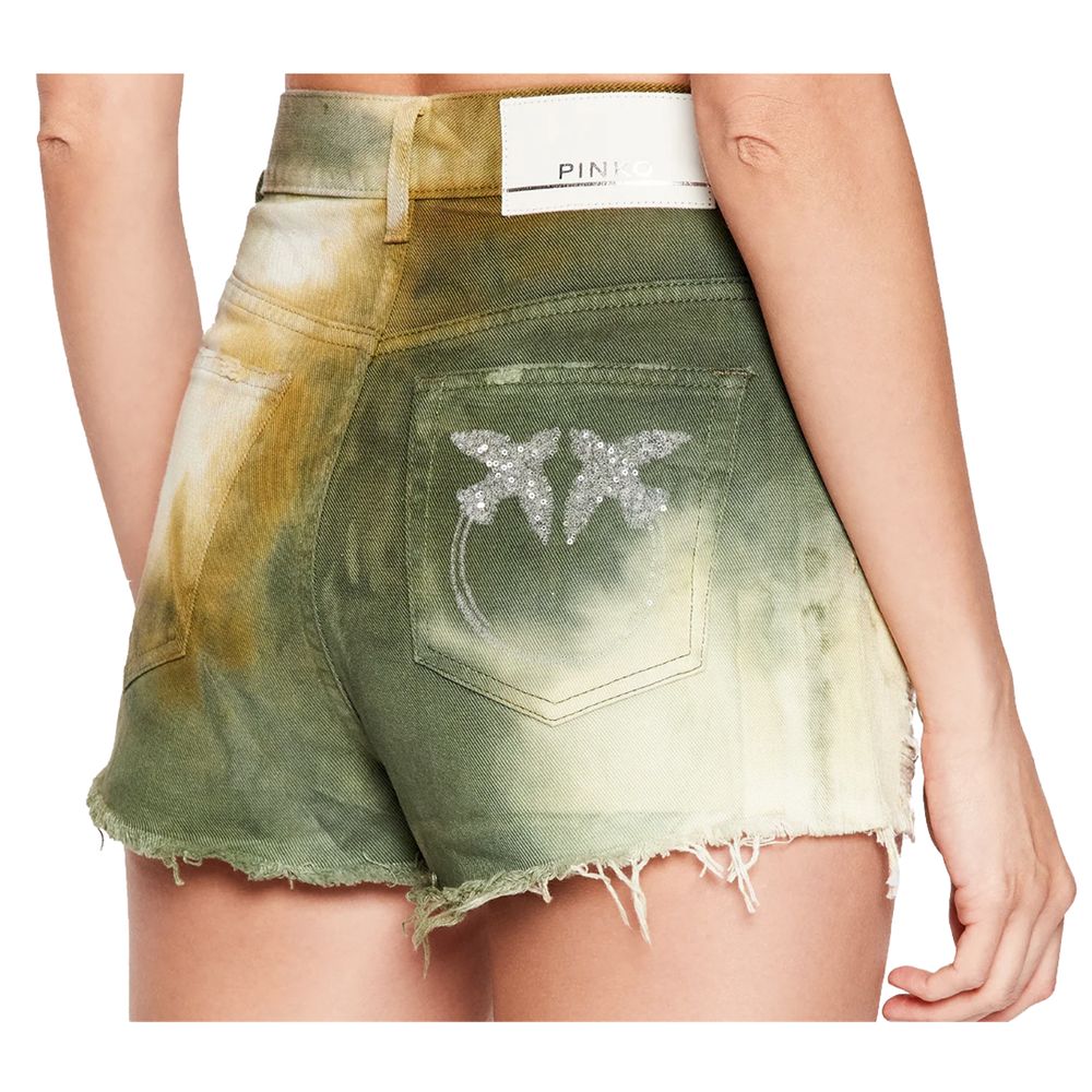 Pantalones cortos de algodón verde militar para mujer