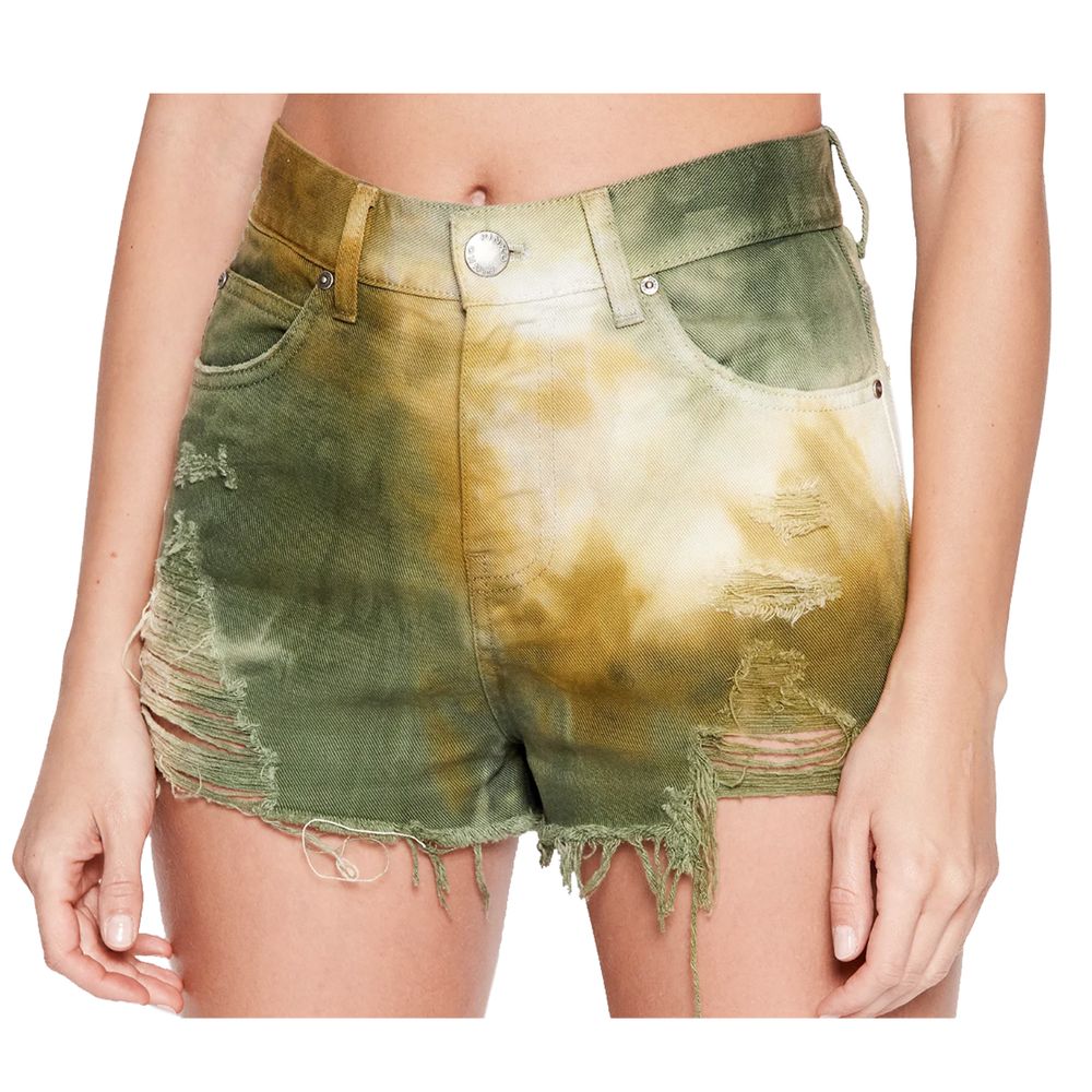 Pantalones cortos de algodón verde militar para mujer