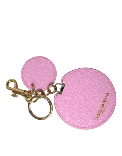 Elegant Pink Gold Leather Keychain