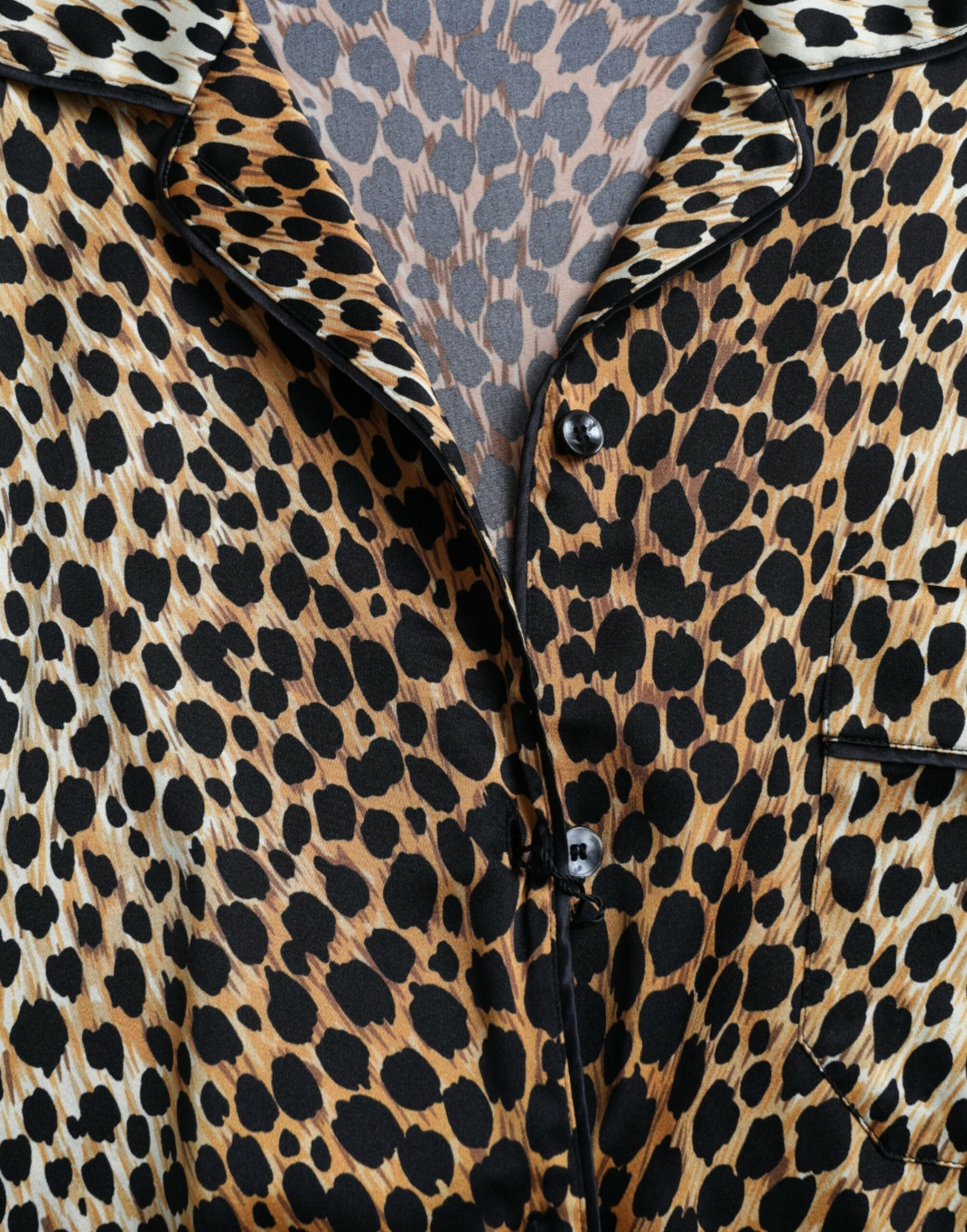 Elegant Brown Animal Print Silk Blouse