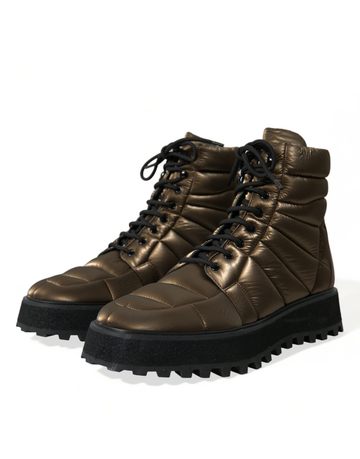 Botas acolchadas con placa de logotipo DG y plataforma de bronce