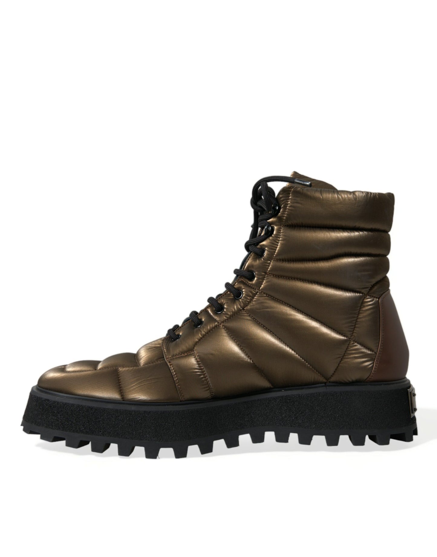 Botas acolchadas con placa de logotipo DG y plataforma de bronce