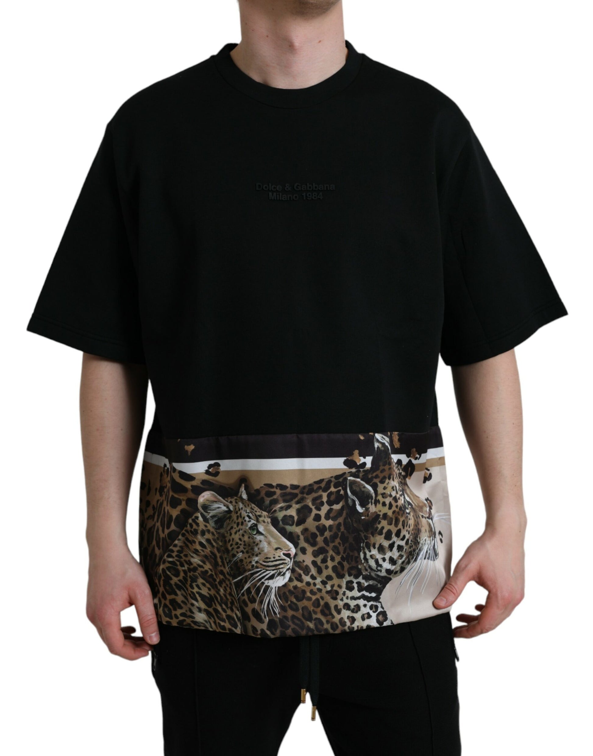 Elegant Leopard Print Crew Neck Tee