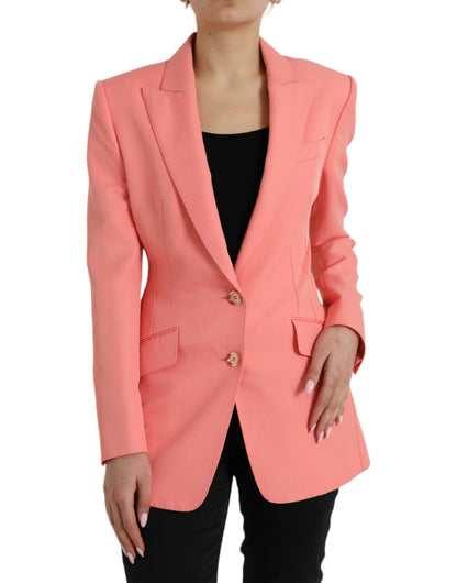 Blazer elegante con solapas de pico en color rosa