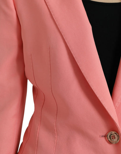 Blazer elegante con solapas de pico en color rosa