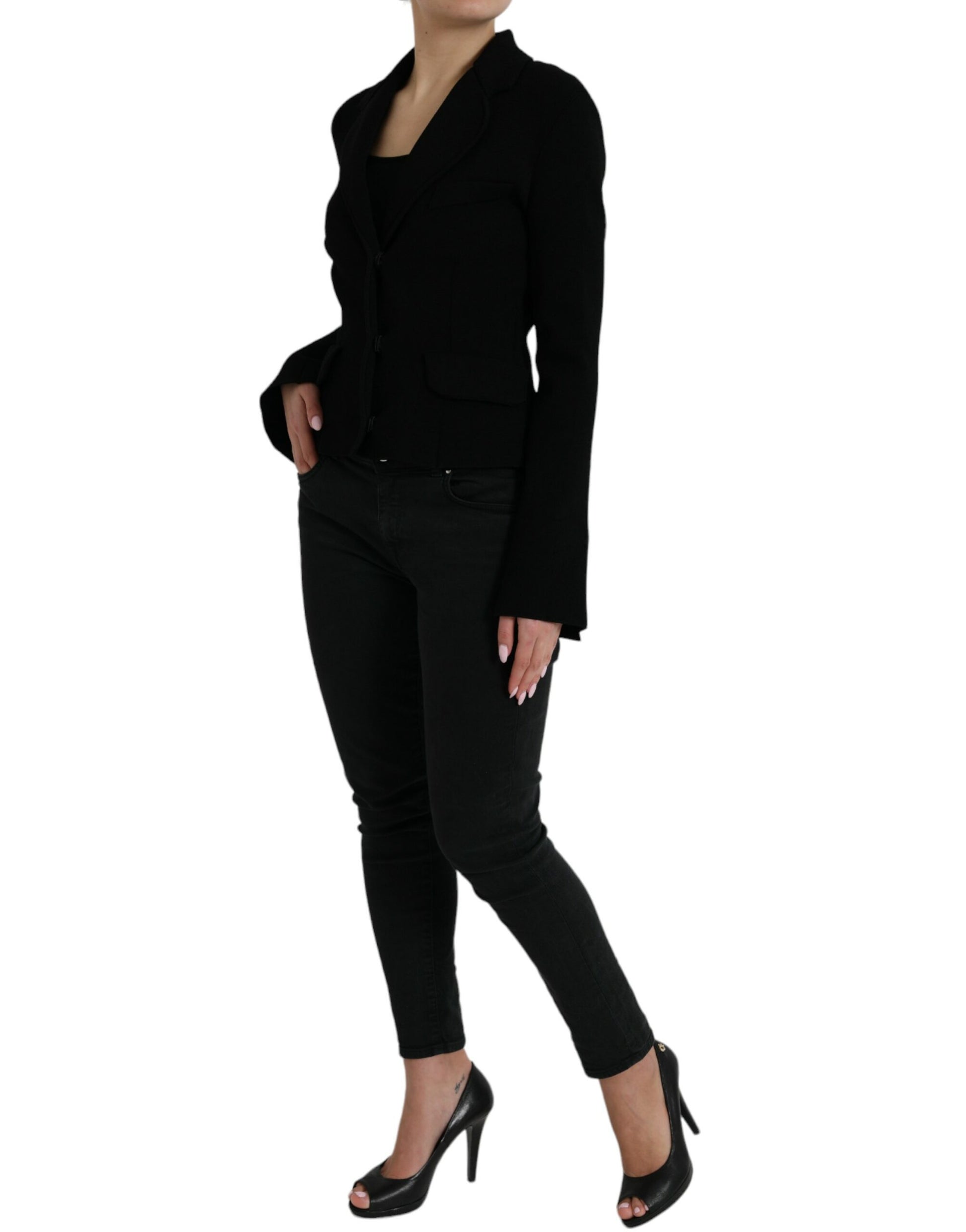 Elegante blazer negro de diseñador para mujer