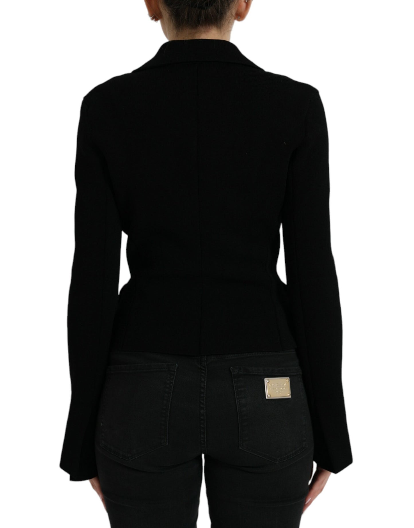 Elegante blazer negro de diseñador para mujer