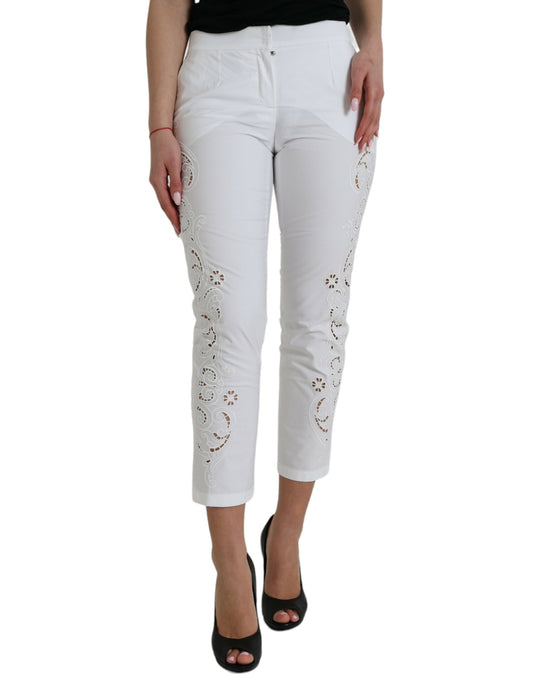 Elegantes Pantalones Blancos de Cintura Media Cónica