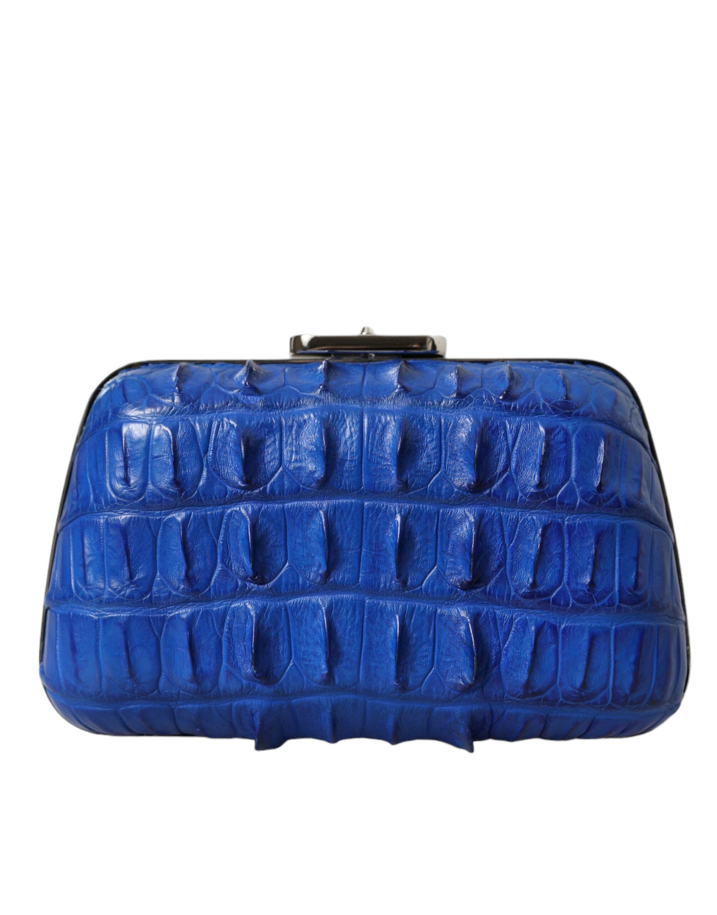 Electric Blue Crocodile Skin Clutch