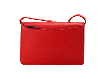 Bolso bandolera Hampshire pequeño de piel lisa con logotipo en relieve en rojo