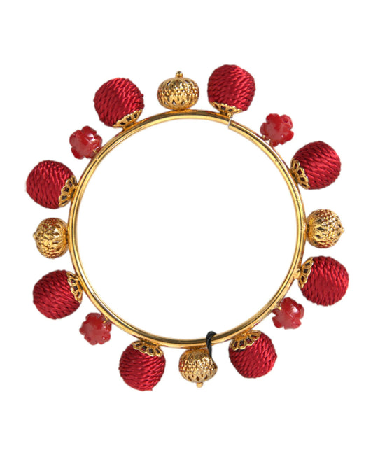 Pulsera de rosas Sicilia Natale de latón dorado y rojo RUNWAY