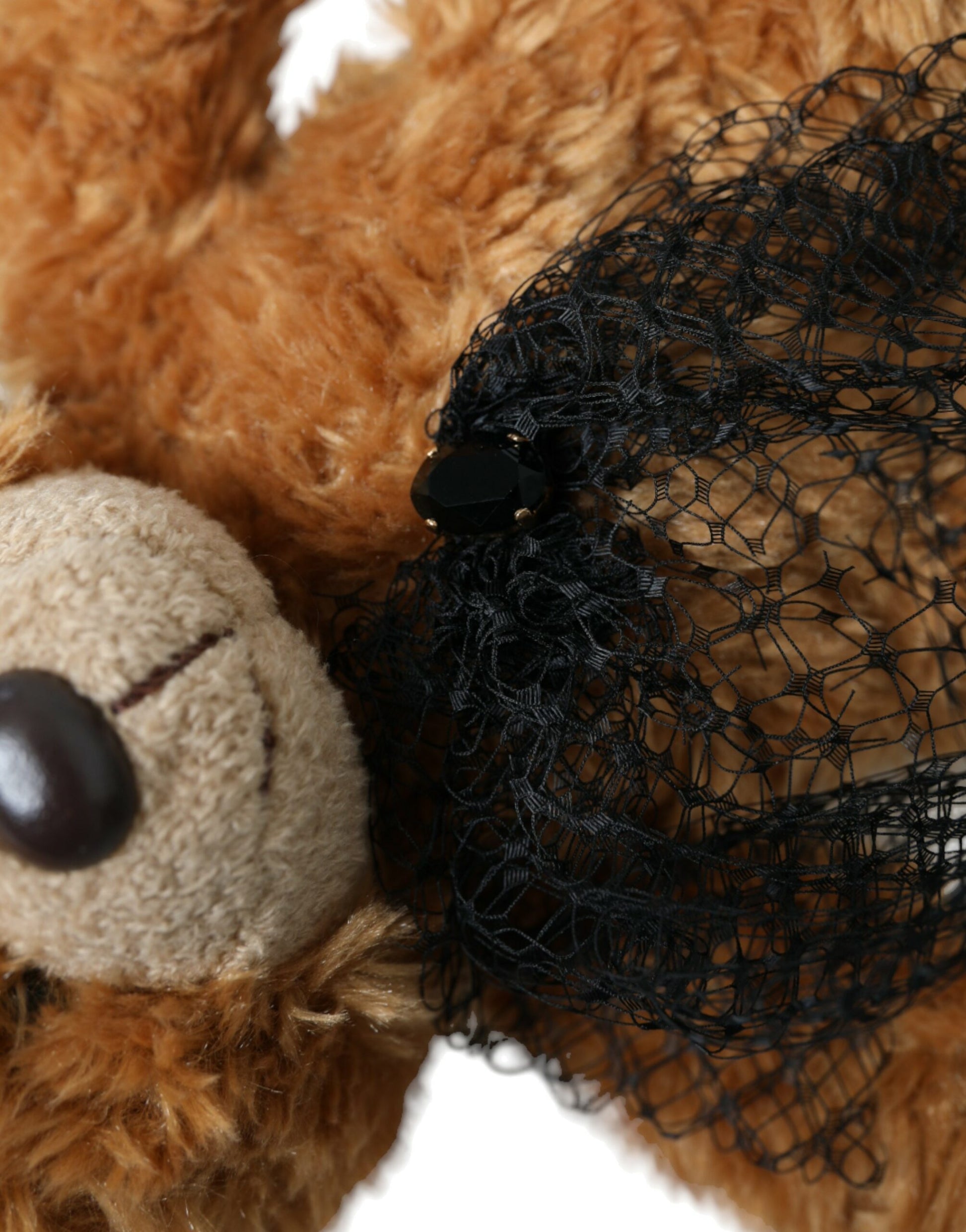 Diadema para el pelo con corona de cristales dorados y osito de peluche marrón