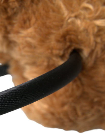 Diadema para el pelo con corona de cristales dorados y osito de peluche marrón