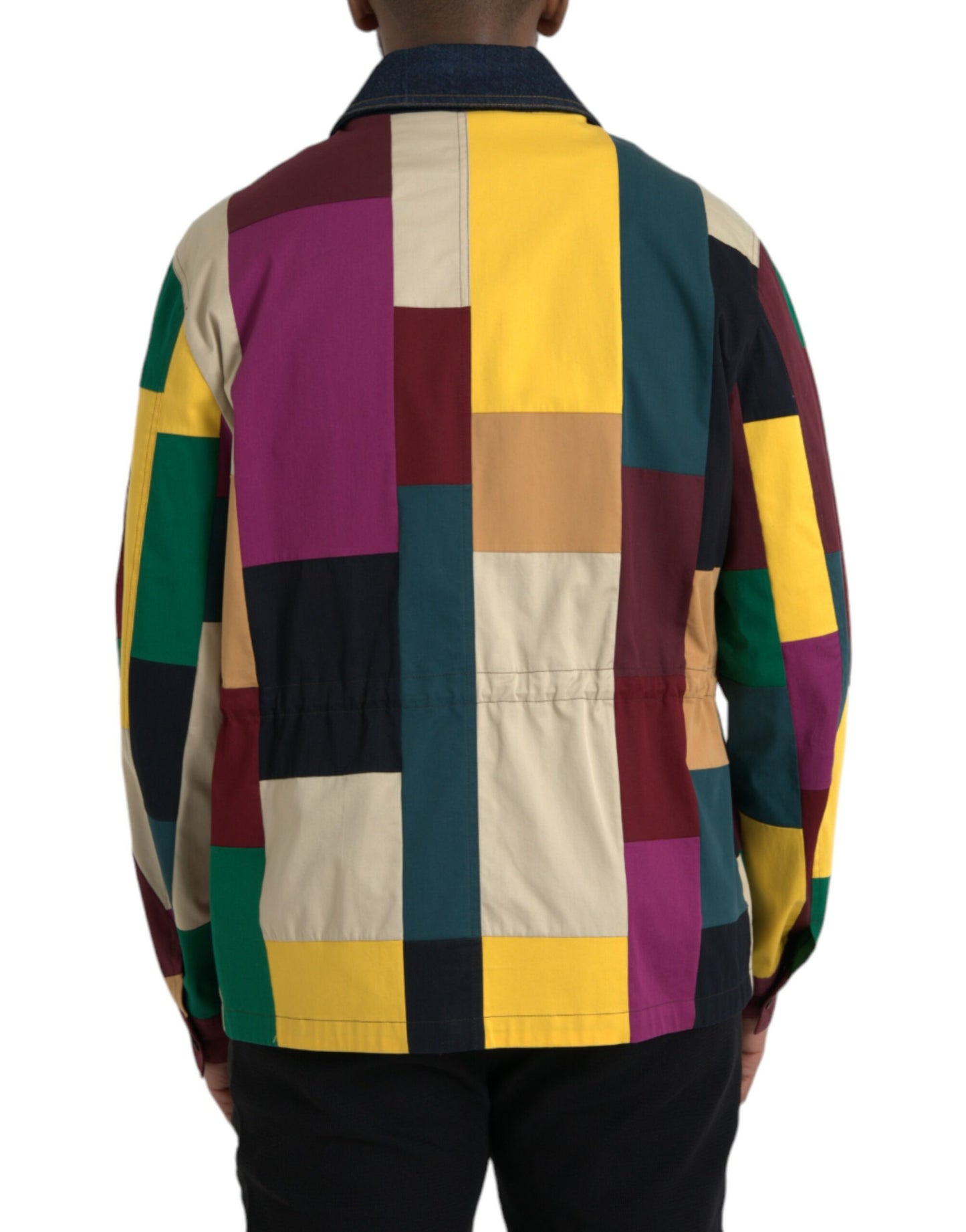 Chaqueta de algodón con cuello y parches multicolor