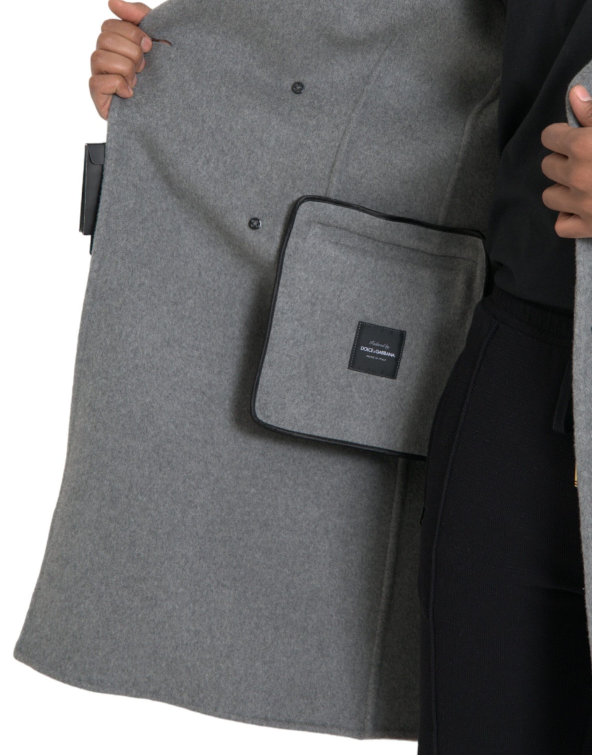 Chaqueta de cachemira con doble gabardina gris