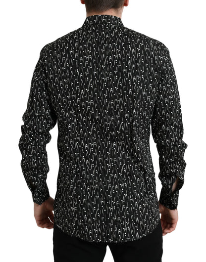 Camisa formal de vestir para hombre con estampado floral negro dorado