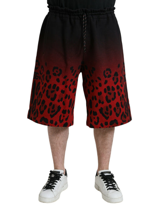 Bermudas de algodón con estampado de leopardo rojo