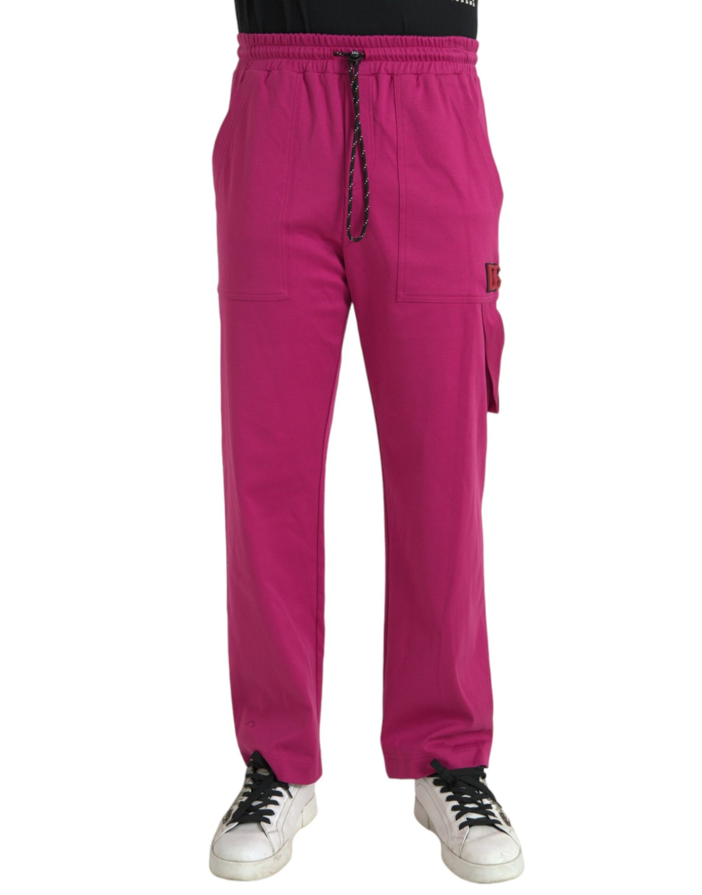 Pantalones deportivos cargo de algodón con logotipo rosa