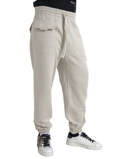 Pantalones deportivos tipo jogger cargo de viscosa en color blanco roto