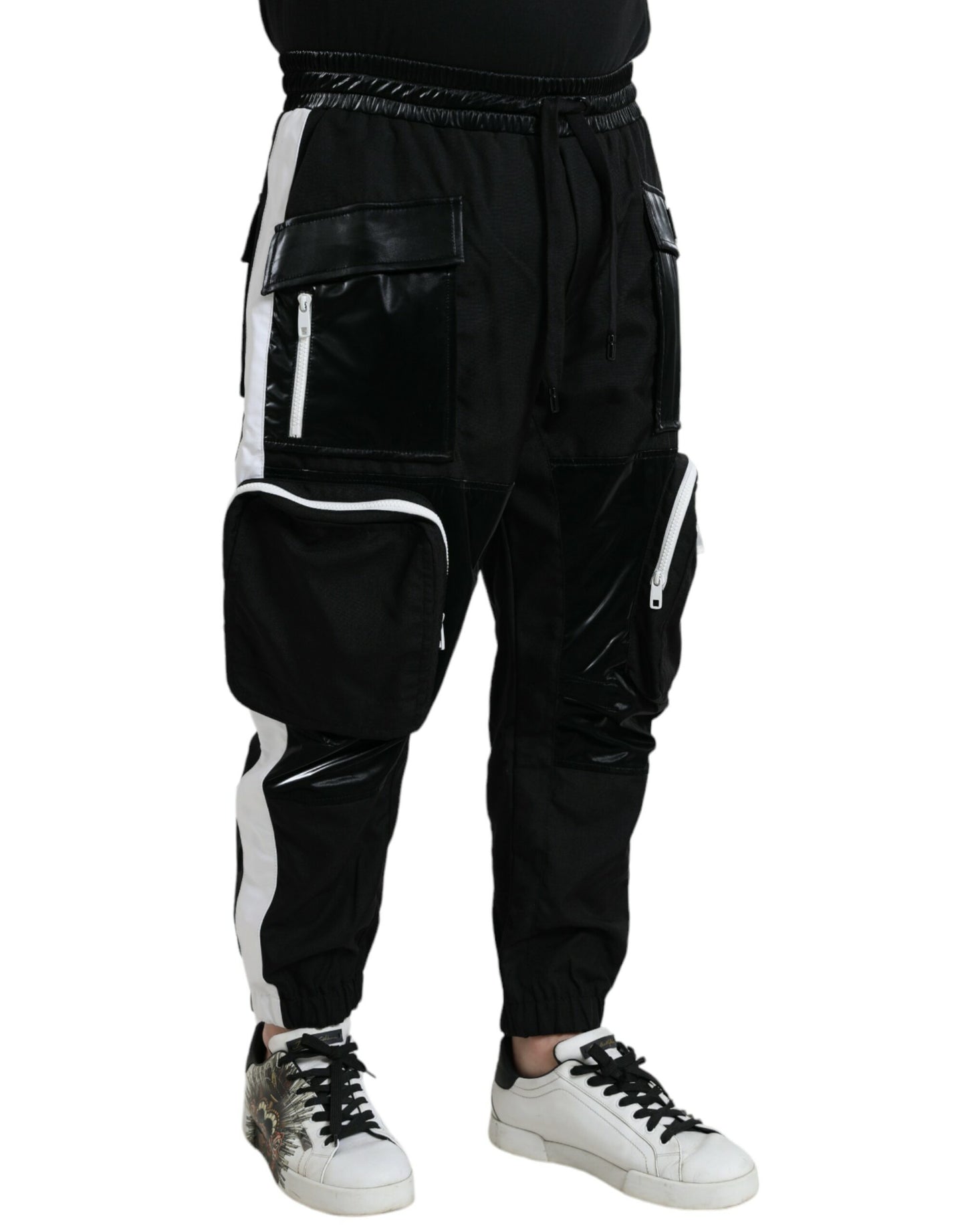 Pantalones deportivos cargo de nailon negro para hombre